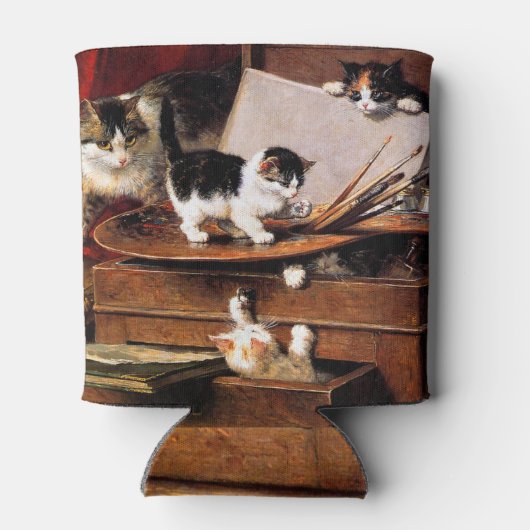 Rafraîchisseur Pour Canette Mère Chat et chatons sur table (Dos)