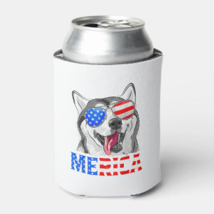 Rafraîchisseur Pour Canette Merica Chien Sibérien Husky Drapeau Américain 4 Ju
