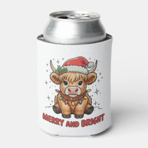 Rafraîchisseur Pour Canette Merry & Bright Cute Highland Baby Cow Noël