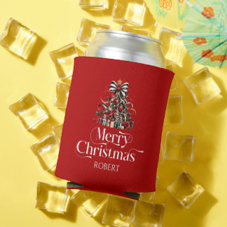 Rafraîchisseur Pour Canette Merry Christmas Festive Holiday Tree Monogram