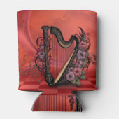 Rafraîchisseur Pour Canette Merveilleuse harpe aux fleurs colorées. (Dos)