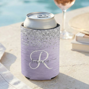 Rafraîchisseur Pour Canette Métal brossé violet Parties scintillant d'argent N