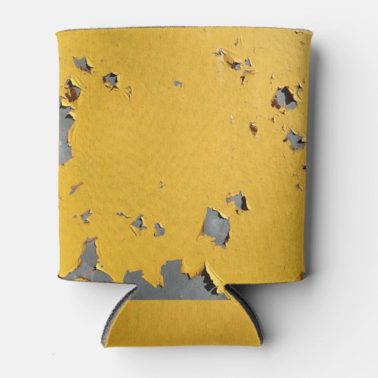 Rafraîchisseur Pour Canette Métal jaune fissuré : texture sale. (Devant)