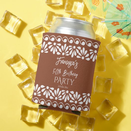 Rafraîchisseur Pour Canette Mexican talavera party favors monogram terracotta (Été in situ)