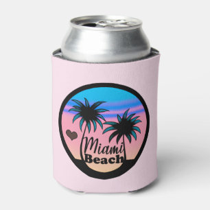 Rafraîchisseur Pour Canette Miami Beach Bleu et Palmiers roses