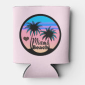 Rafraîchisseur Pour Canette Miami Beach Bleu et Palmiers roses (Devant)