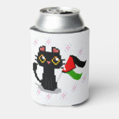 Rafraîchisseur Pour Canette mignon chat noir tient drapeau de la Palestine (Can Dos)