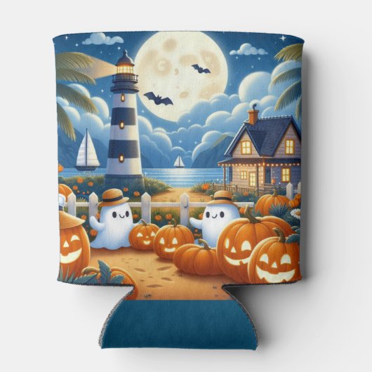 Rafraîchisseur Pour Canette Mignon, Nautique/côtier Halloween fantôme/citrouil (Dos)