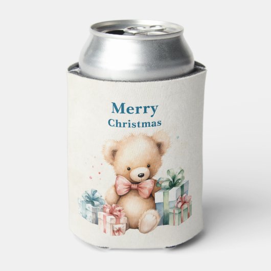 Rafraîchisseur Pour Canette Mignonne ours en peluche Joyeux Noël (Can devant)