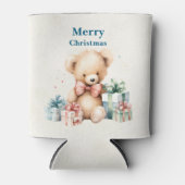 Rafraîchisseur Pour Canette Mignonne ours en peluche Joyeux Noël (Devant)