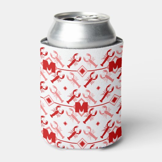 Rafraîchisseur Pour Canette Mignonne Rouge Monogramme & Homard Saison Nautique (Can devant)
