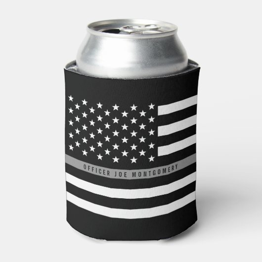 Rafraîchisseur Pour Canette Mince Gris Line American Flag Monogramme (Can devant)