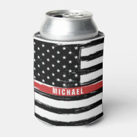 Mince Red Line Firefighter Flag Grunge Personnalis