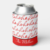 Rafraîchisseur Pour Canette Mini Ho Ho Ho Texte Rouge Fête Motif Noël (Can devant)