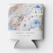 Rafraîchisseur Pour Canette Minimal chic Santorini Grèce Mariage aquarelle (Devant)