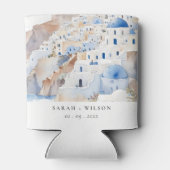 Rafraîchisseur Pour Canette Minimal chic Santorini Grèce Mariage aquarelle (Dos)