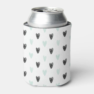Rafraîchisseur Pour Canette Mint & Black Hearts Doodles Motif Girly Can Cool