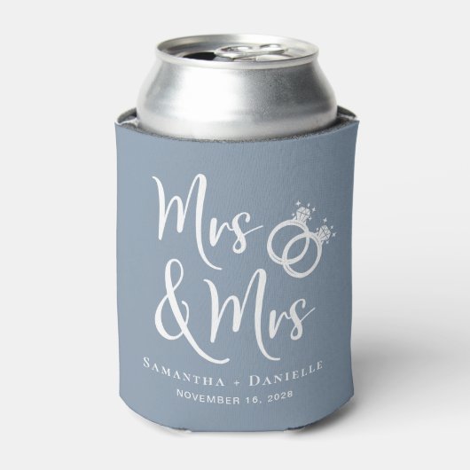 Rafraîchisseur Pour Canette Mme & Mme Lesbian Dusty Blue Wedding Favor (Can devant)