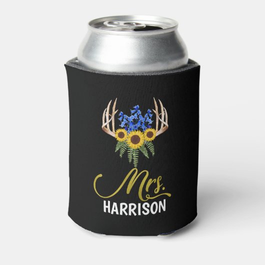 Rafraîchisseur Pour Canette Mme Nom Rustic Floral Antlers Mariage (Can Dos)