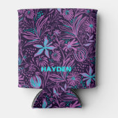 Rafraîchisseur Pour Canette Modern Purple Dark Floral Pattern Personalised (Devant)