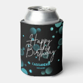 Rafraîchisseur Pour Canette Moderne Bleu Bokeh Gradient Noir Joyeux anniversai (Can devant)