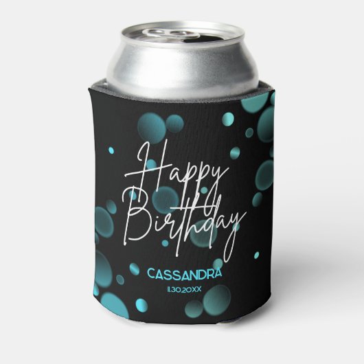 Rafraîchisseur Pour Canette Moderne Bleu Bokeh Gradient Noir Joyeux anniversai (Can Dos)