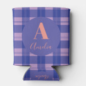 Rafraîchisseur Pour Canette Moderne Monogramme Plaid Purple (Dos)