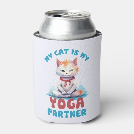 Rafraîchisseur Pour Canette Mon Chat Est Mon Partenaire De Yoga - Adorable Méd (Can devant)