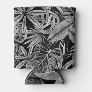 Rafraîchisseur Pour Canette Monochrome Tropical, Aquarelle Texture Feuille.