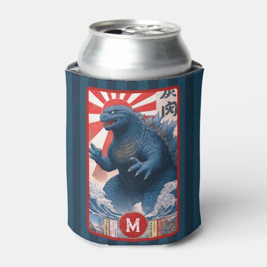Rafraîchisseur Pour Canette Monogram Blue Lizard Monster Bold Retro Cool Fun (Can devant)