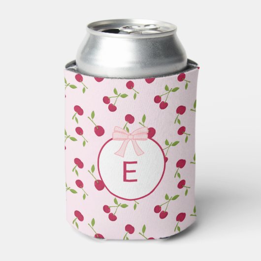 Rafraîchisseur Pour Canette  Monogram Cherry Coquette Pink Custom Cute (Can devant)
