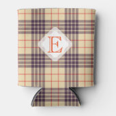 Rafraîchisseur Pour Canette Monogram, élégant clan écossais beige plaid tartan (Devant)
