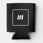 Rafraîchisseur Pour Canette Monogramme à rayures noir et blanc (Devant)