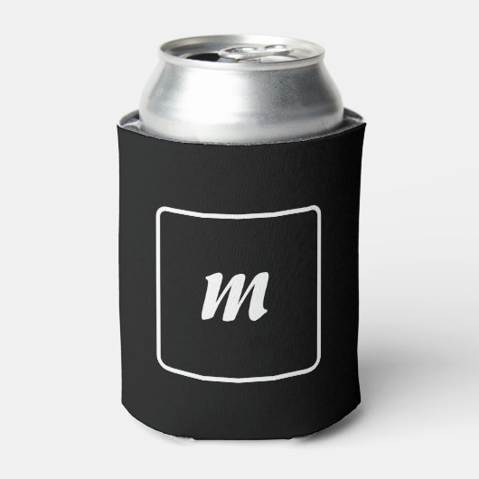 Rafraîchisseur Pour Canette Monogramme à rayures noires et blanches (Can devant)