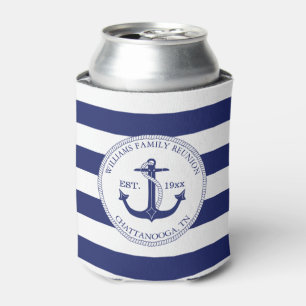 Rafraîchisseur Pour Canette Monogramme Ancre bleu marine de réunion familiale