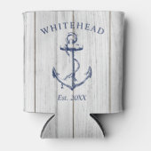 Rafraîchisseur Pour Canette Monogramme Ancre marine Bois blanc (Devant)