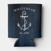 Rafraîchisseur Pour Canette Monogramme Ancre marine Bois bleu (Devant)