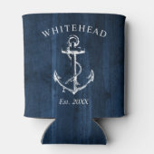 Rafraîchisseur Pour Canette Monogramme Ancre marine Bois bleu (Dos)