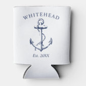 Rafraîchisseur Pour Canette Monogramme Ancre nautique blanc (Devant)