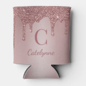 Rafraîchisseur Pour Canette Monogramme avec Gouttes de Paillettes Rose Doré Fé (Devant)