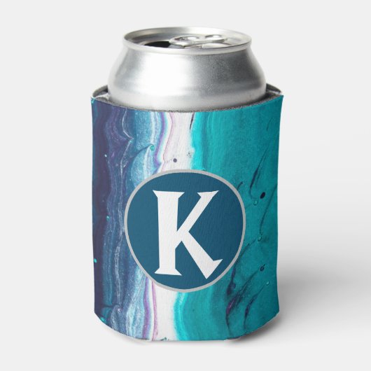 Rafraîchisseur Pour Canette Monogramme bleu Abstrait (Can devant)