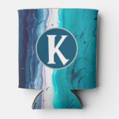 Rafraîchisseur Pour Canette Monogramme bleu Abstrait (Devant)