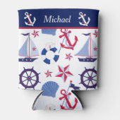 Rafraîchisseur Pour Canette Monogramme bleu blanc et bleu marine (Devant)