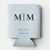 Rafraîchisseur Pour Canette Monogramme bleu ciel et noms Mariage peut refroidi (Dos)
