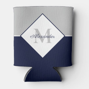 Rafraîchisseur Pour Canette Monogramme bleu gris marine moderne