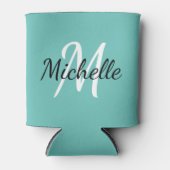 Rafraîchisseur Pour Canette Monogramme bleu minimaliste moderne (Devant)