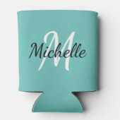 Rafraîchisseur Pour Canette Monogramme bleu minimaliste moderne (Dos)