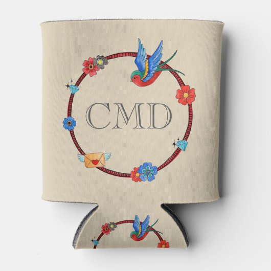 Rafraîchisseur Pour Canette Monogramme Boho Bluebird (Devant)