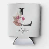 Rafraîchisseur Pour Canette Monogramme Boho rose Floral initial L (Devant)