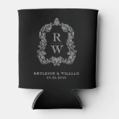 Rafraîchisseur Pour Canette Monogramme Crest Mariage noir et blanc (Devant)